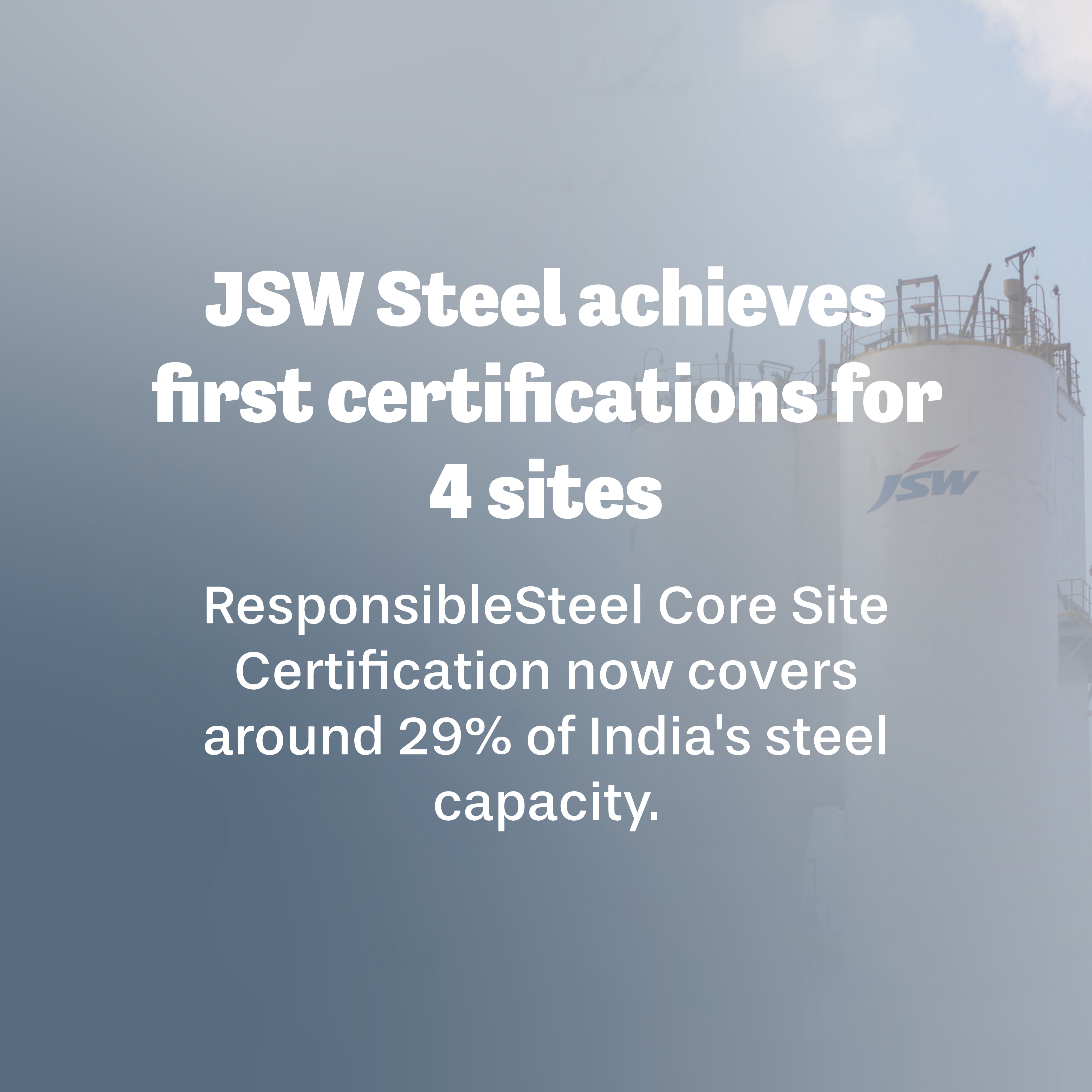 JSW Steel achieves first certifications for 4 sites